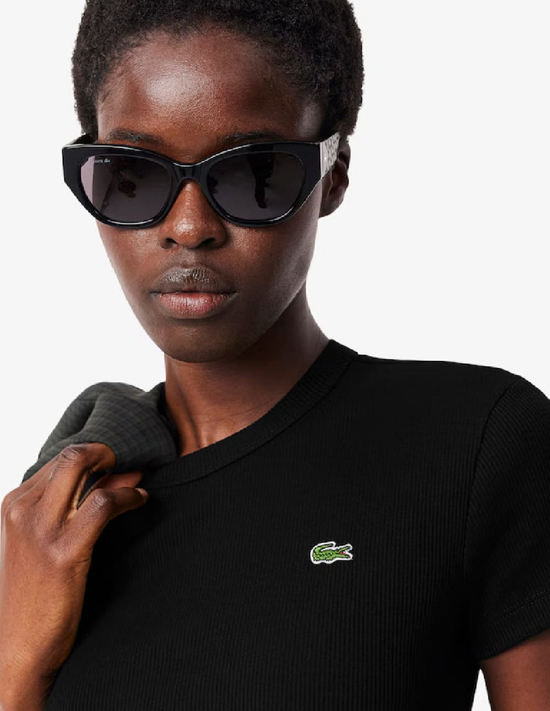 Camiseta Lacoste de Algodón Ecológico Negra Mujer