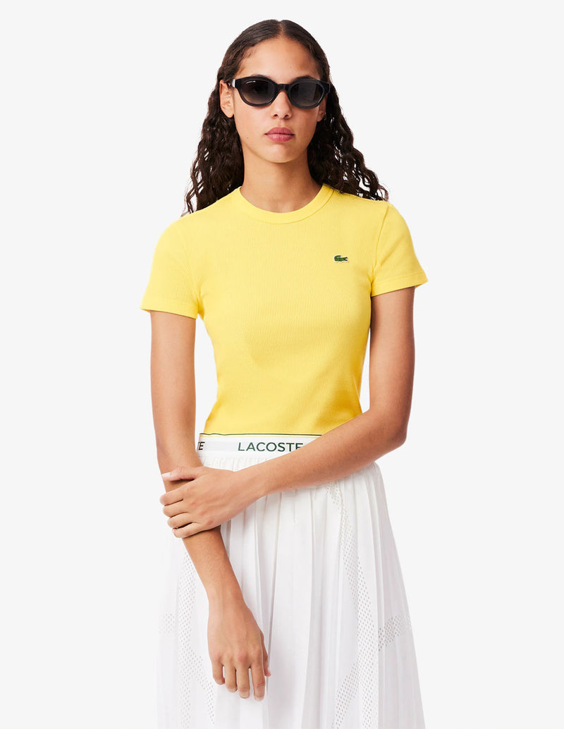 Camiseta Lacoste con Logo Amarilla Mujer