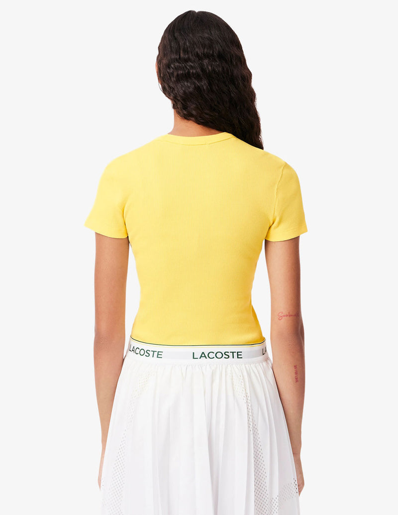Camiseta Lacoste con Logo Amarilla Mujer