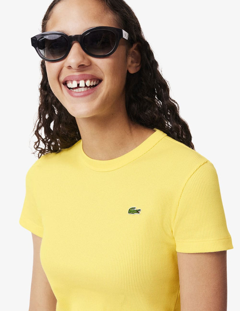 Camiseta Lacoste con Logo Amarilla Mujer