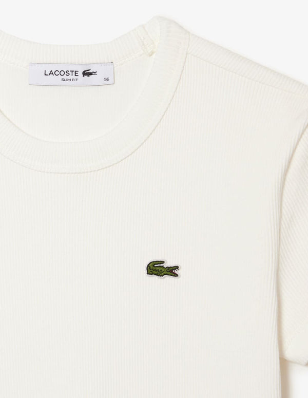 Camiseta Lacoste de Algodón Ecológico Blanca Mujer