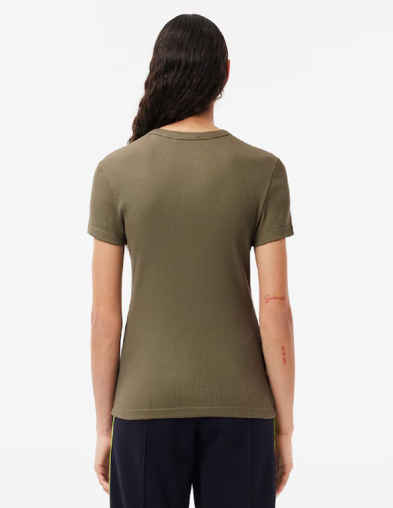 Camiseta Lacoste de Algodón Ecológico Marrón Mujer