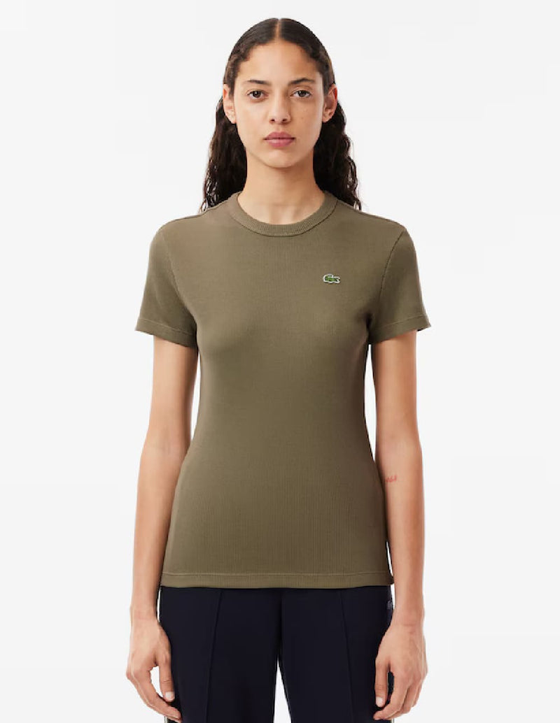 Camiseta Lacoste de Algodón Ecológico Marrón Mujer