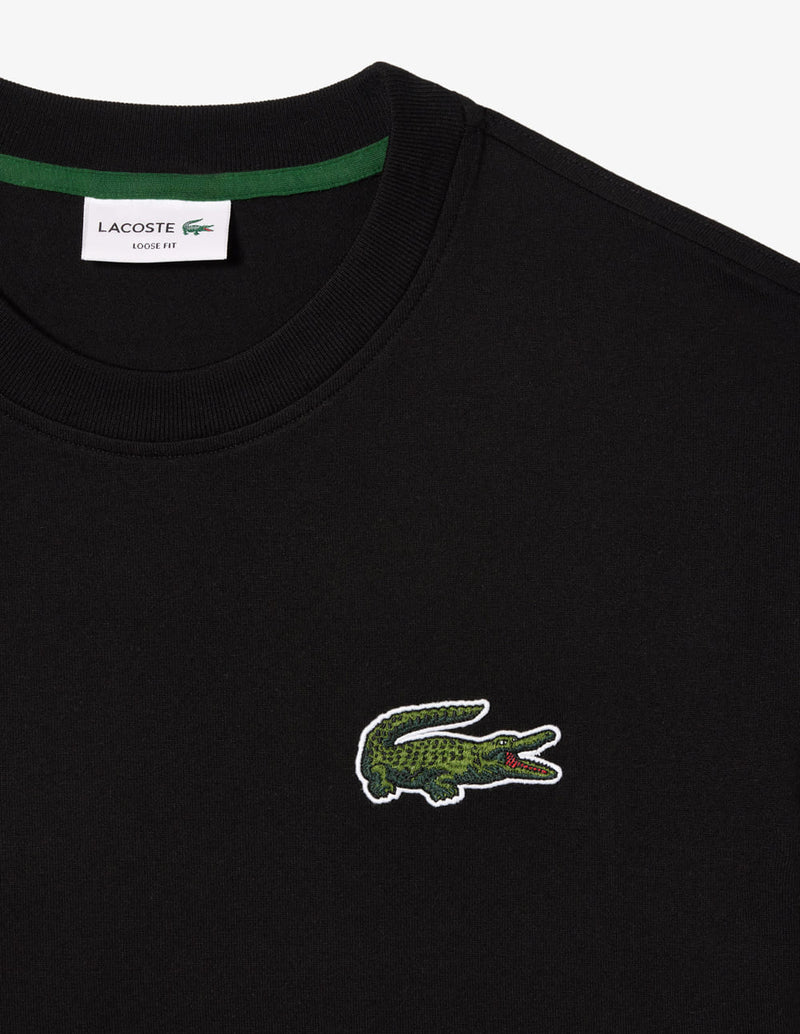 Camiseta Lacoste con Logo Grande Negra Unisex