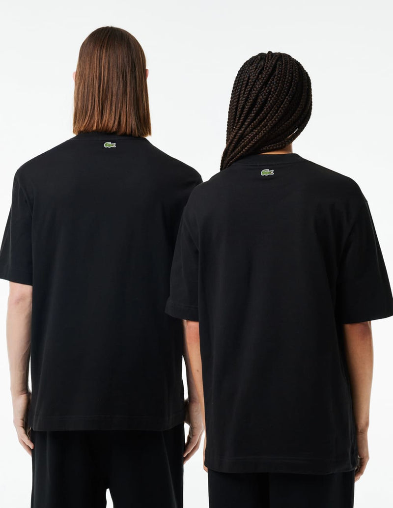 Camiseta Lacoste con Logo Grande Negra Unisex