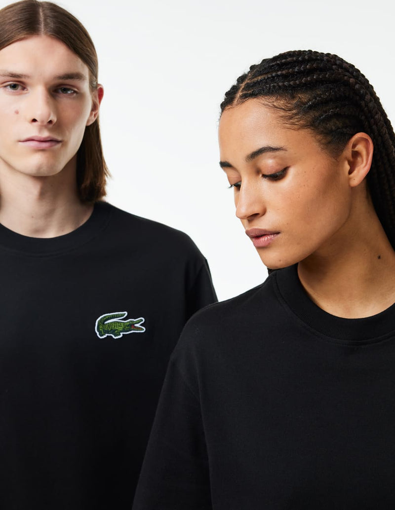 Camiseta Lacoste con Logo Grande Negra Unisex