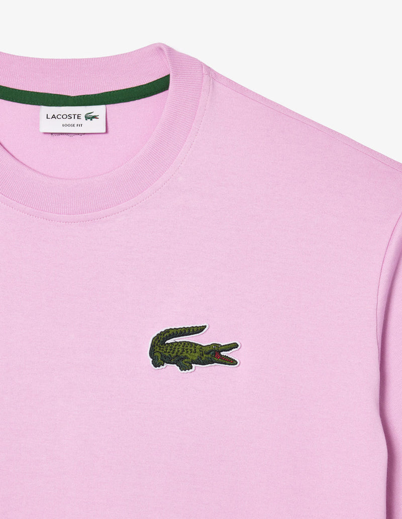 Camiseta Lacoste con Logo Grande Rosa Unisex