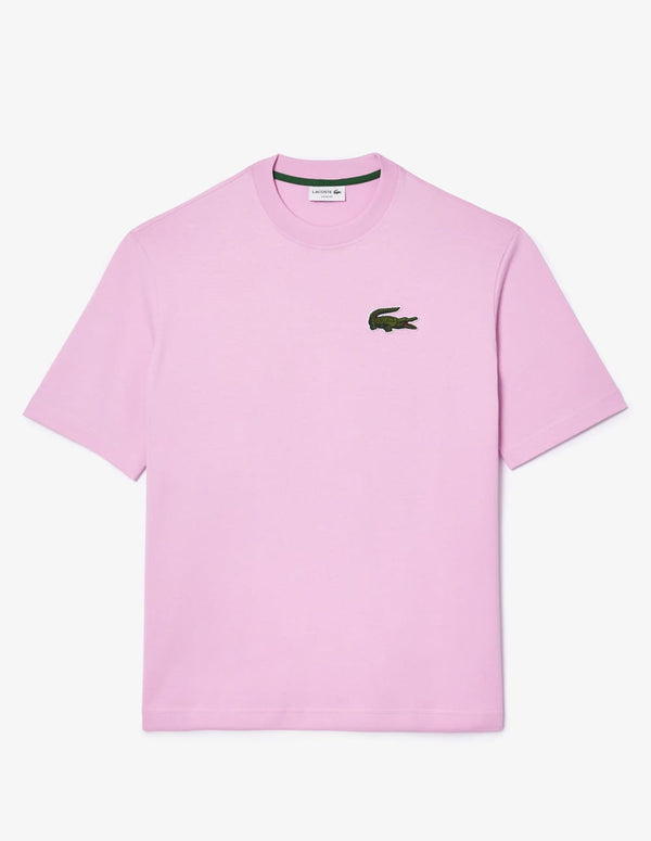 Camiseta Lacoste con Logo Grande Rosa Unisex