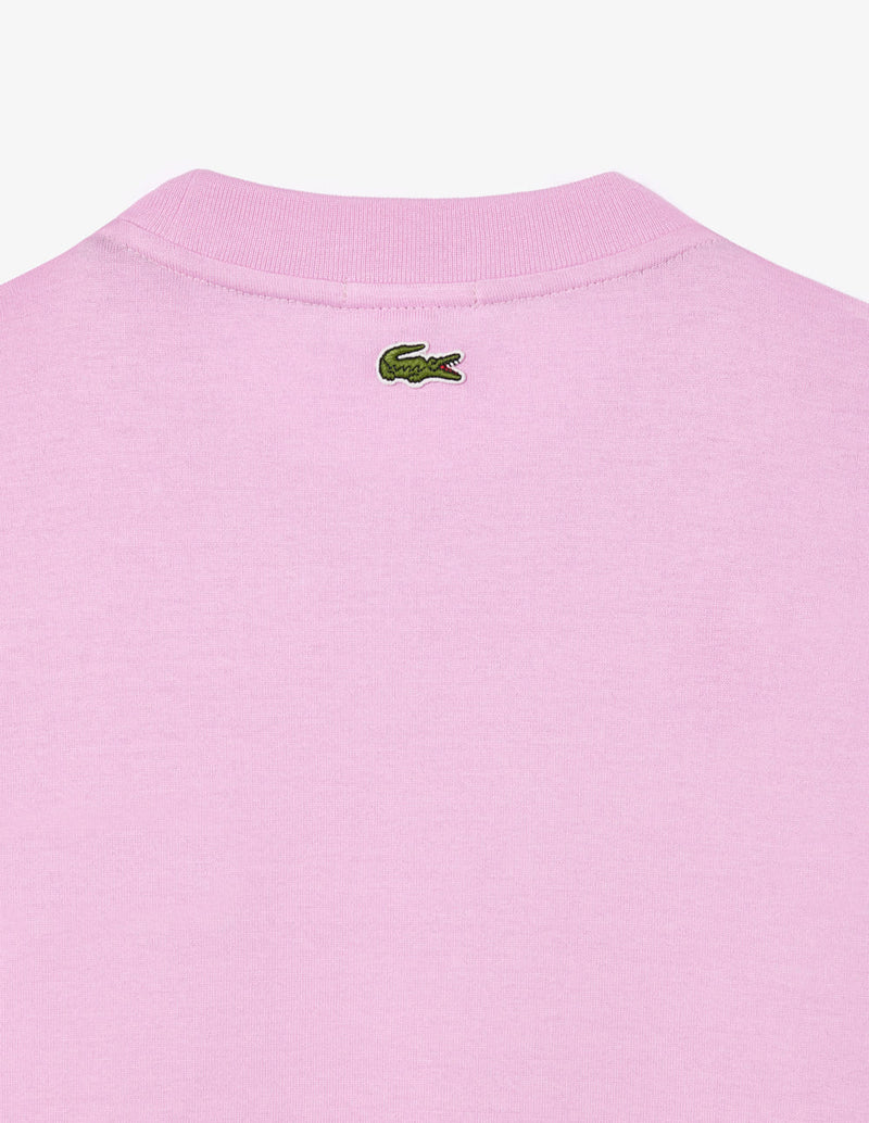 Camiseta Lacoste con Logo Grande Rosa Unisex