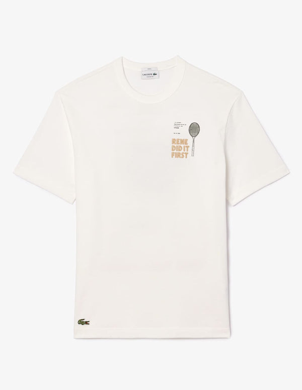 Camiseta Lacoste con Estampado Blanca Unisex