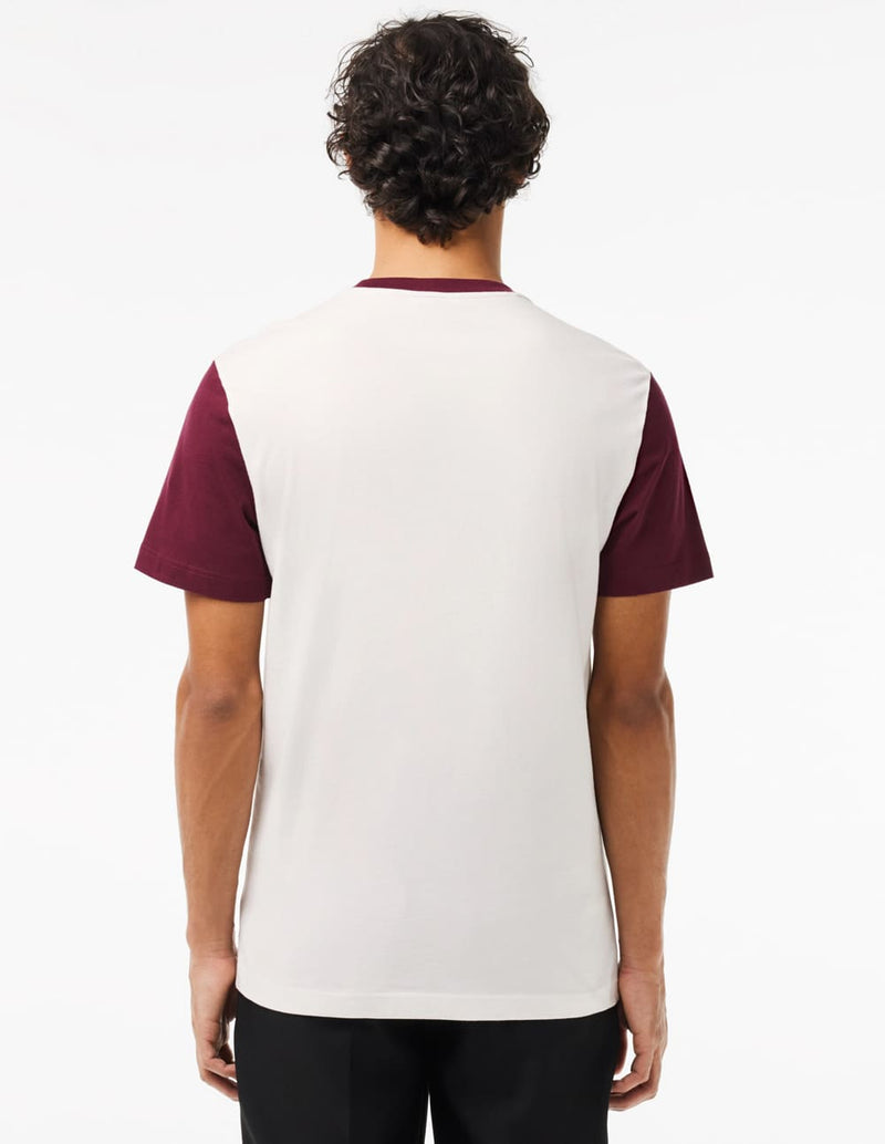 Camiseta Lacoste Regular Fit Color-Block Blanca Hombre