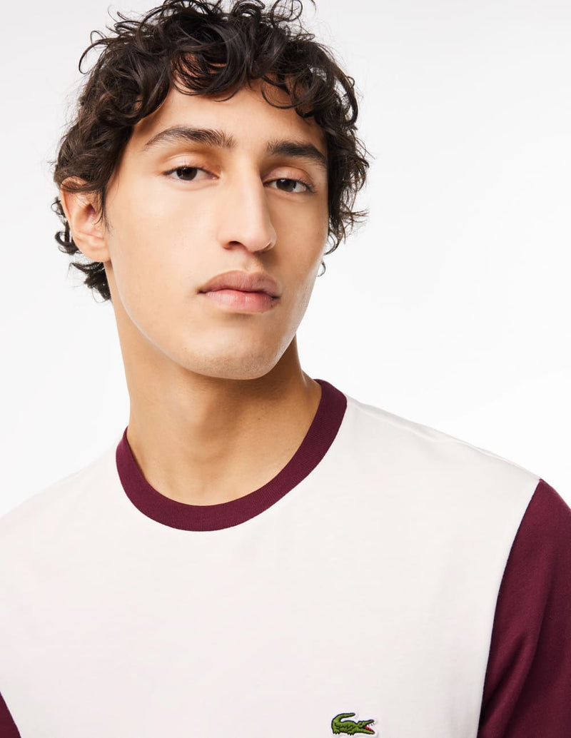 Camiseta Lacoste Regular Fit Color-Block Blanca Hombre