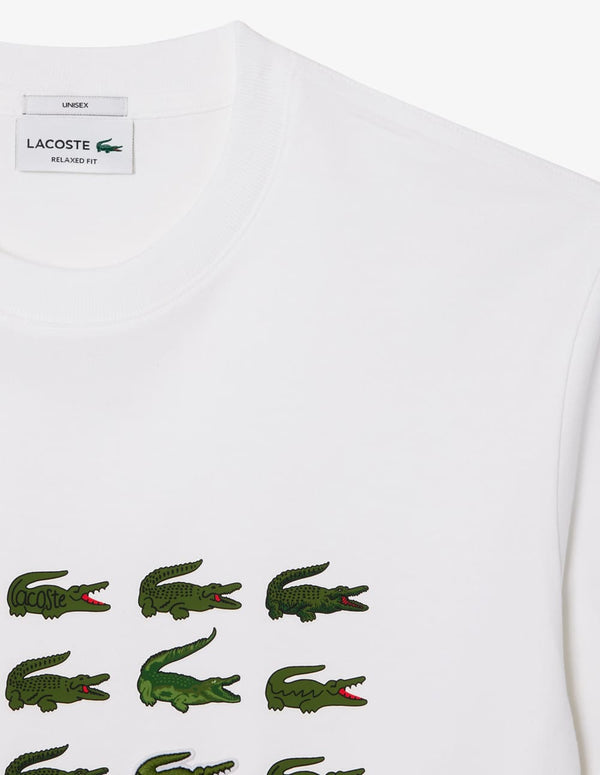 Camiseta Lacoste con Logos Blanca Unisex