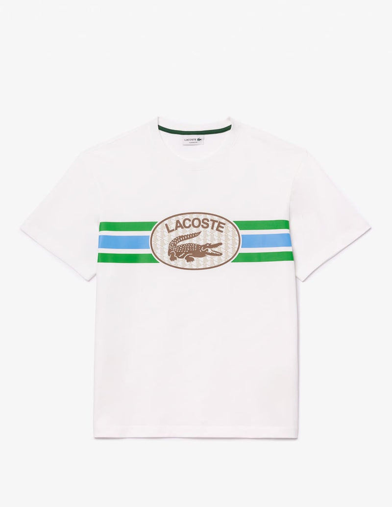 Camiseta Lacoste con Monograma Estampado Blanca Hombre