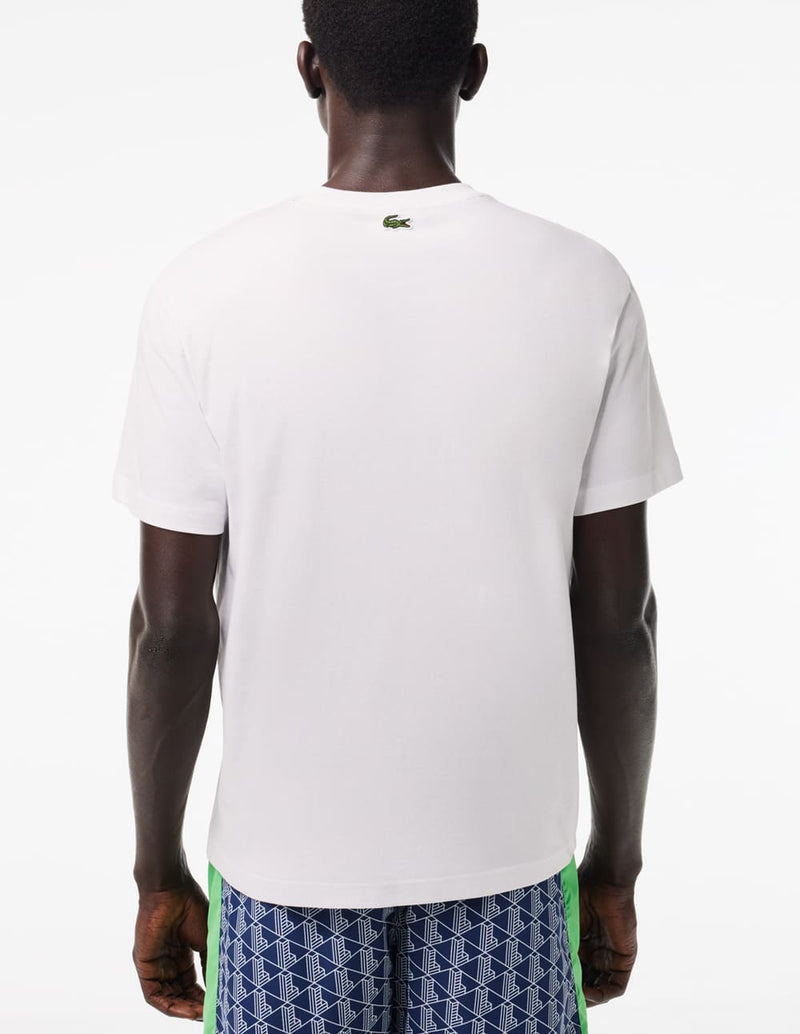 Camiseta Lacoste con Monograma Estampado Blanca Hombre