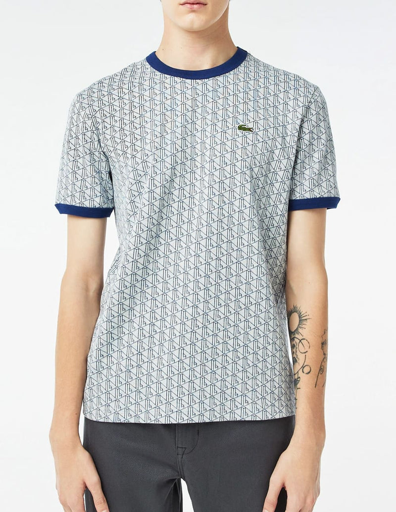 Camiseta Lacoste Regular Fit Monogrammed Azul Hombre