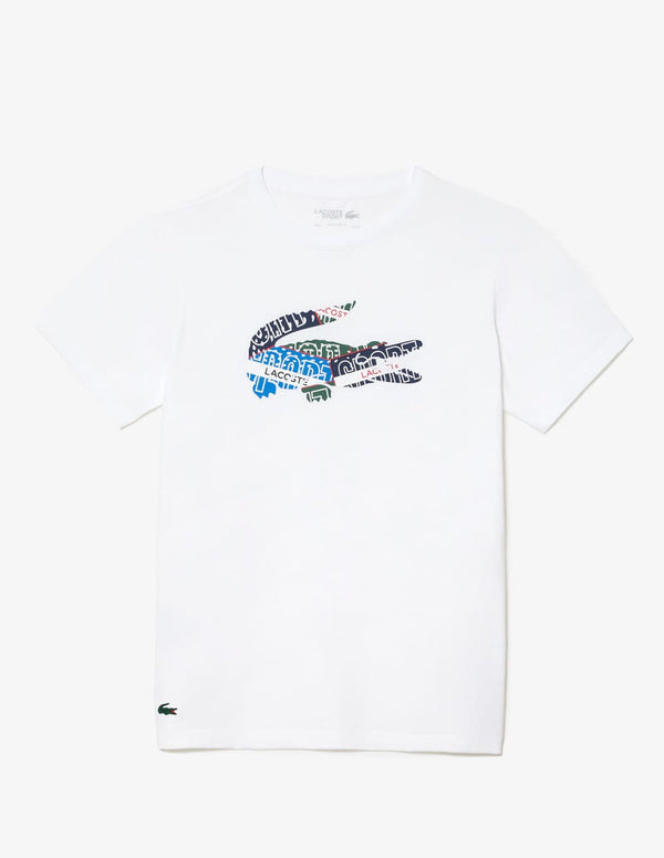 Camiseta Lacoste Sport con Logo Grande Blanca Hombre