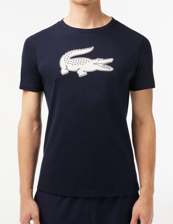 Camiseta Lacoste Sport Transpirable con Logo 3D Azul Marino Hombre