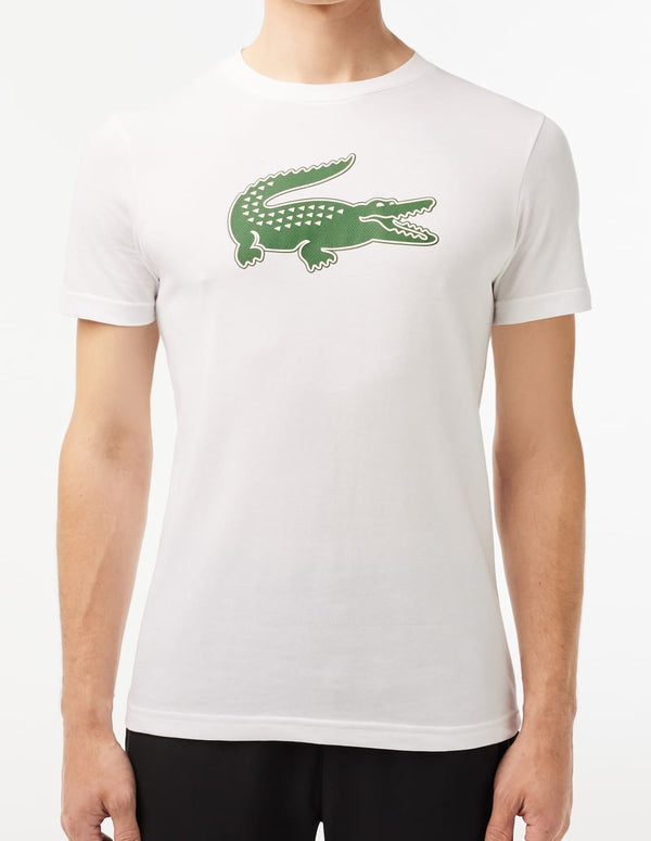 Camiseta Lacoste Sport Transpirable con Logo 3D Blanca Hombre