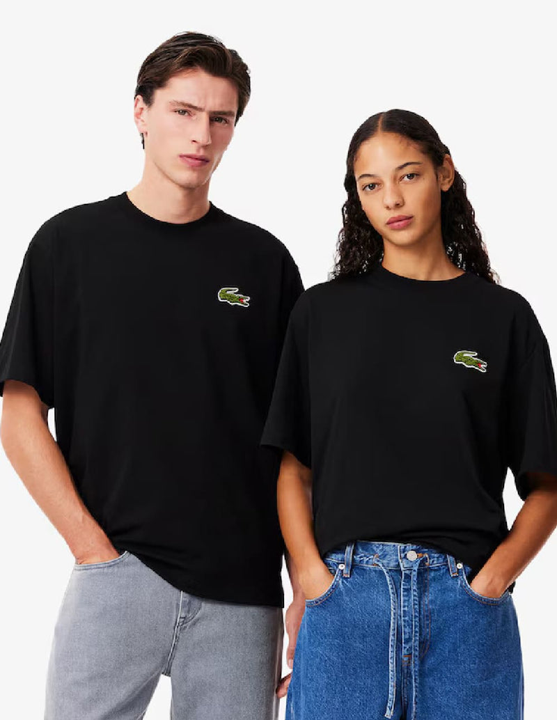 Camiseta Lacoste con Insignia Negra Unisex