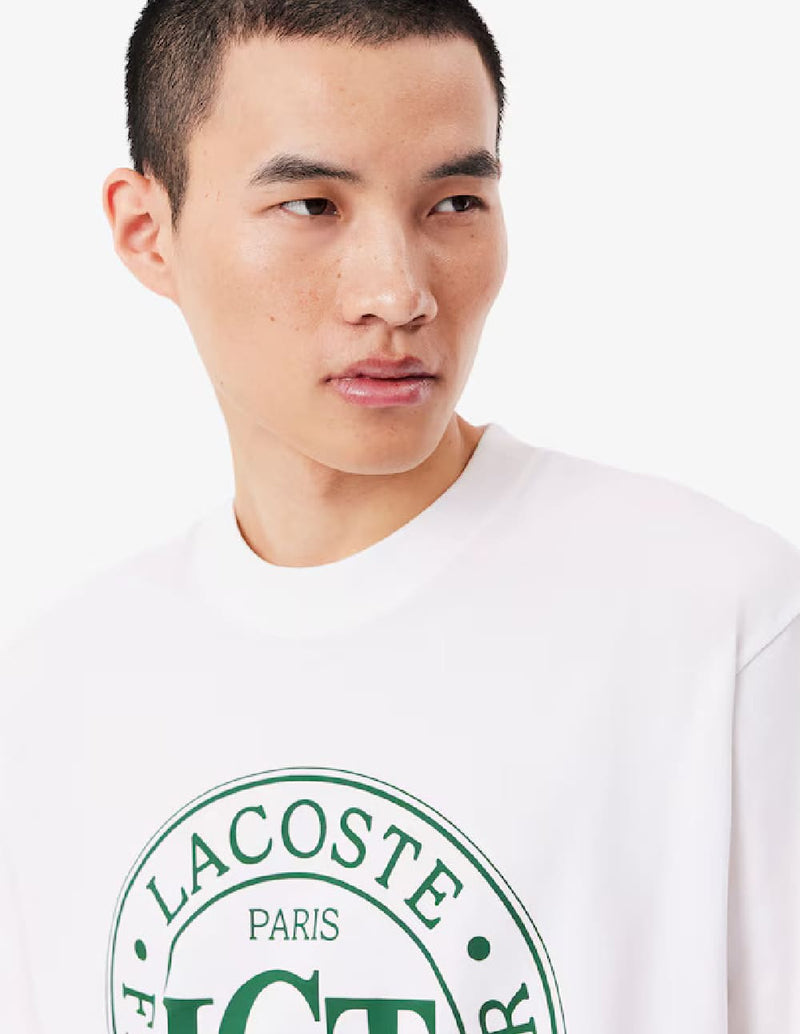 Camiseta Lacoste con Estampado Blanca Hombre