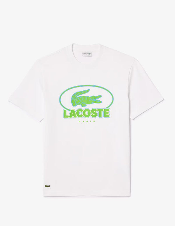 Camiseta Lacoste con Logo Estampado Blanca Hombre