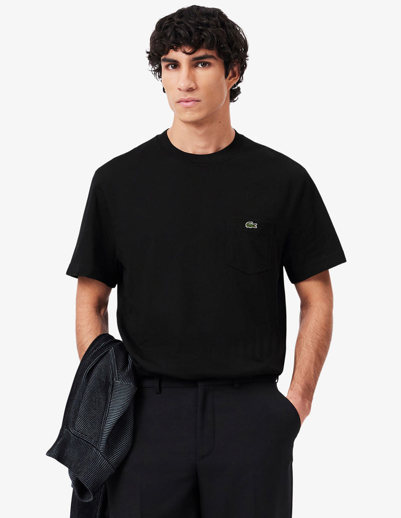 Camiseta Lacoste con Bolsillo Negra Hombre