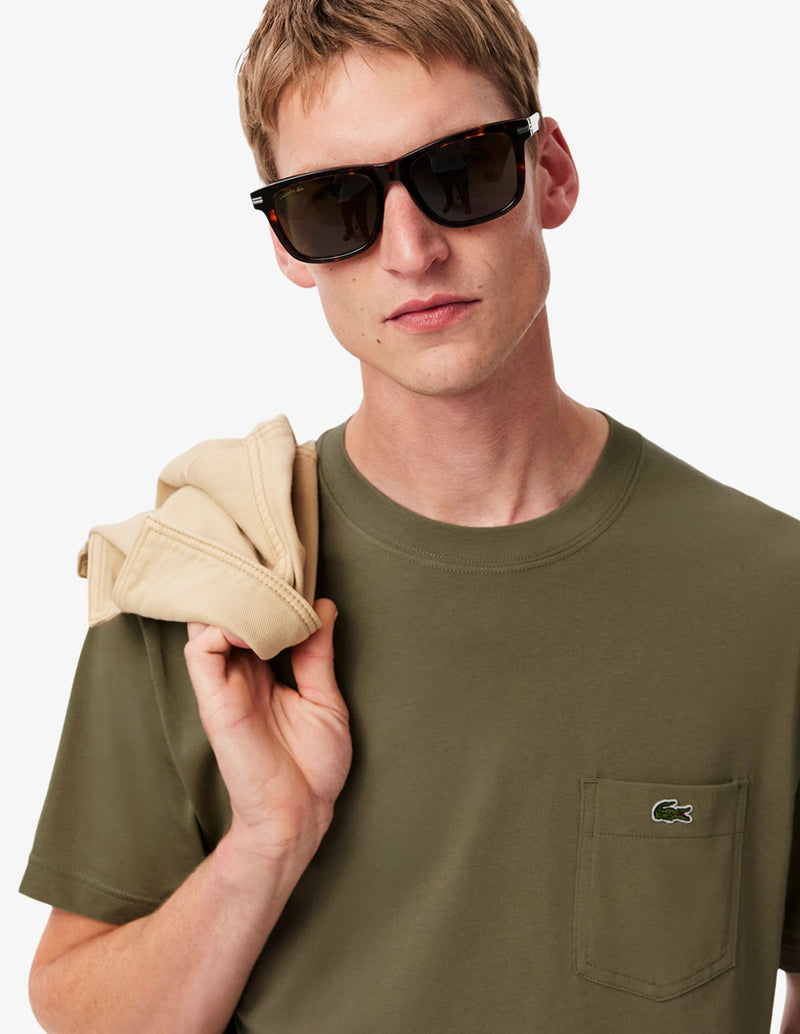 Camiseta Lacoste con Bolsillo Verde Hombre