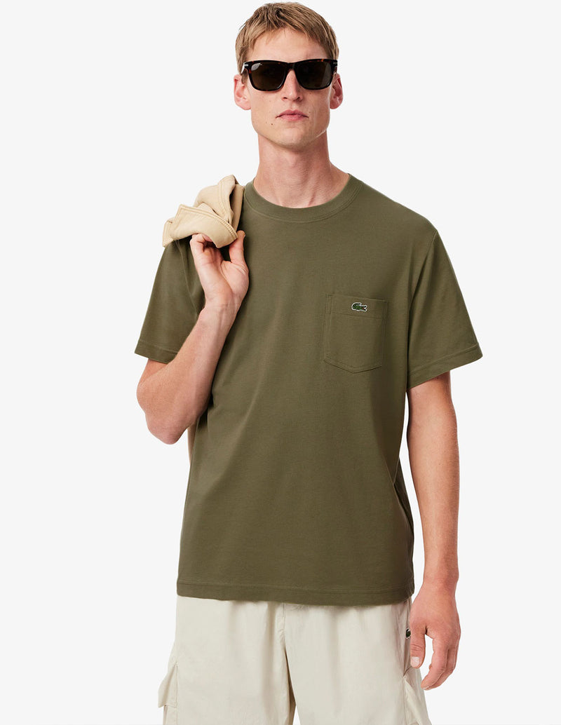 Camiseta Lacoste con Bolsillo Verde Hombre