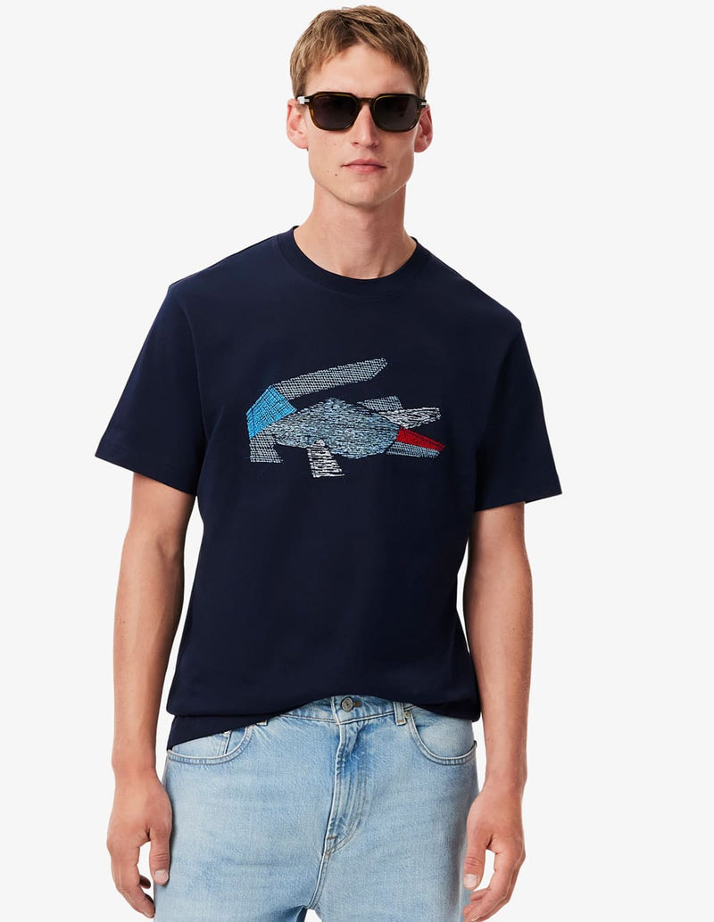 Camiseta Lacoste con Logo Azul Marino Hombre