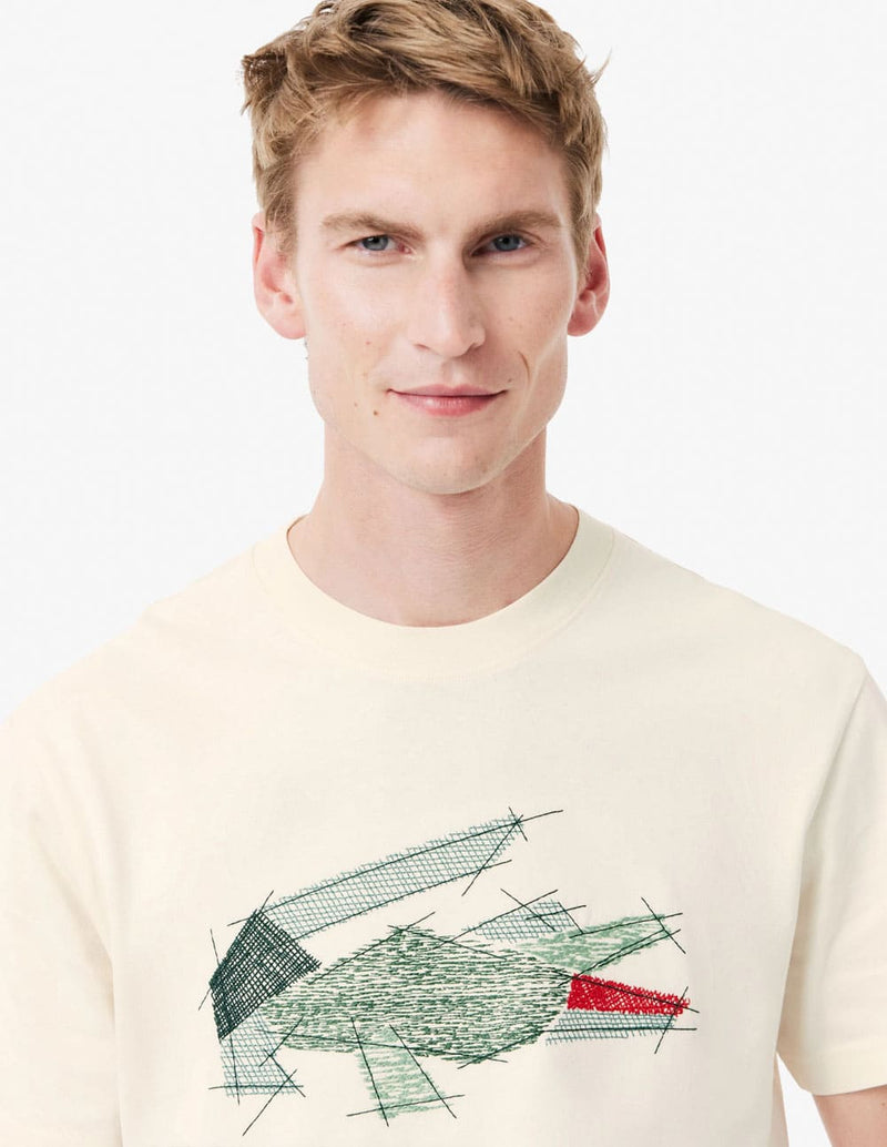 Camiseta Lacoste con Logo Beige Hombre