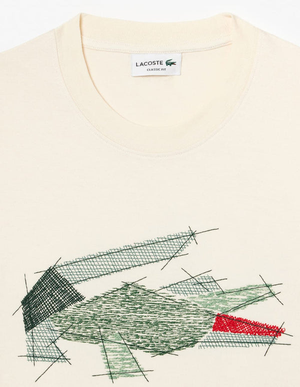 Camiseta Lacoste con Logo Beige Hombre