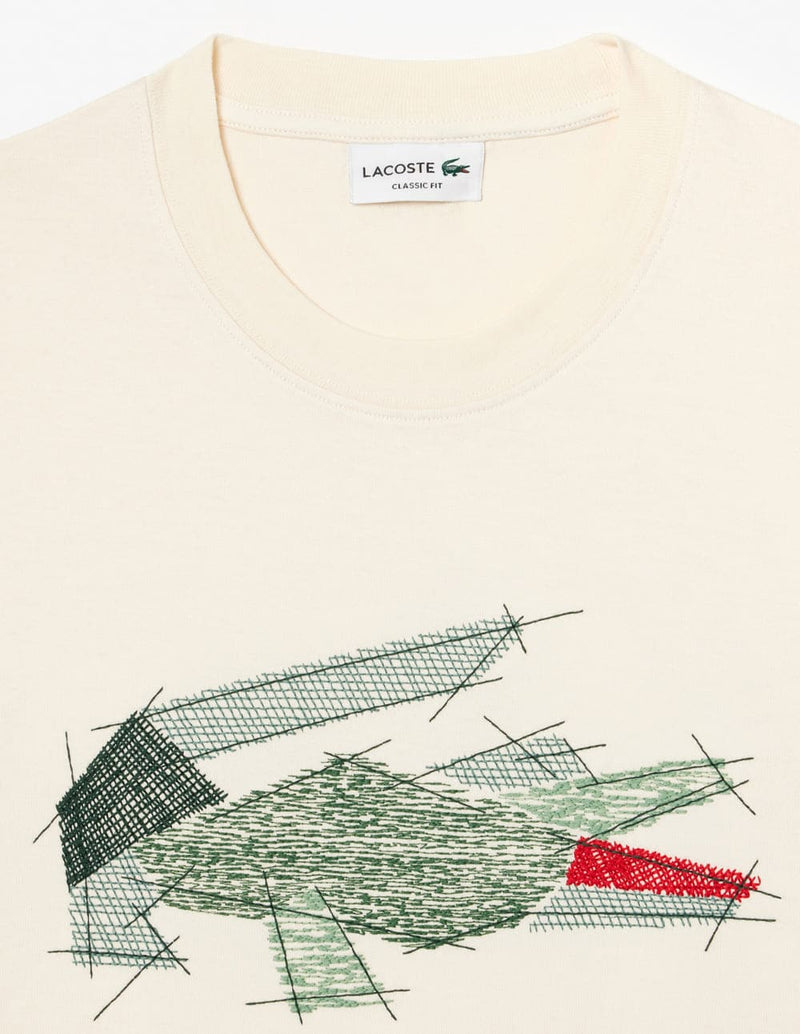 Camiseta Lacoste con Logo Beige Hombre