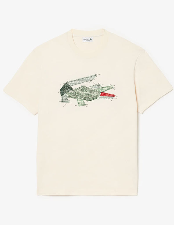 Camiseta Lacoste con Logo Beige Hombre