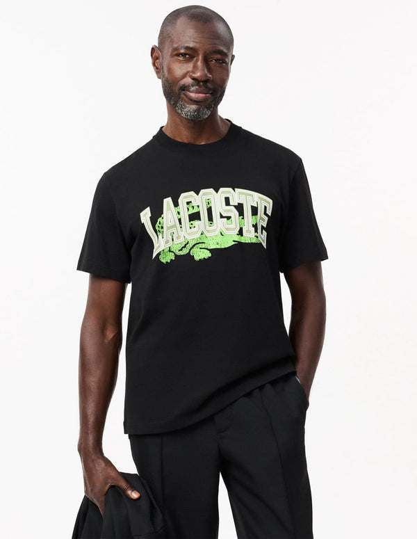 Camiseta Lacoste con Logo Grande Negra Hombre