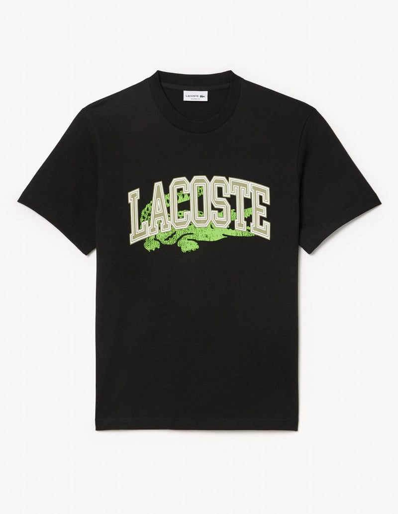 Camiseta Lacoste con Logo Grande Negra Hombre