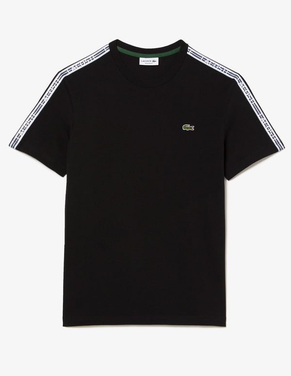 Camiseta Lacoste con Raya de Logo Negra Hombre