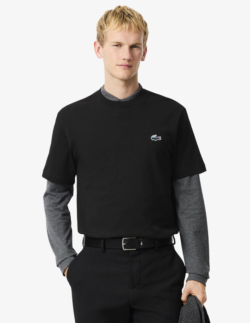 Camiseta Lacoste Landscape Crocodile Negra Hombre