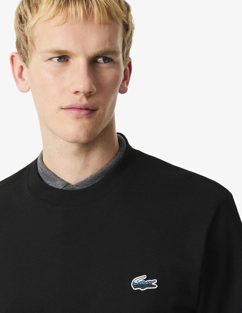 Camiseta Lacoste Landscape Crocodile Negra Hombre