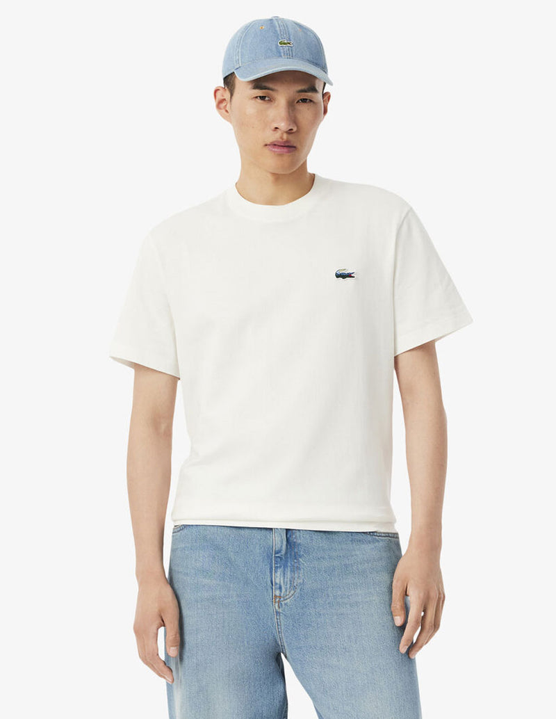 Camiseta Lacoste Landscape Crocodile Blanca Hombre