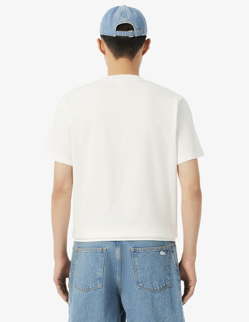 Camiseta Lacoste Landscape Crocodile Blanca Hombre