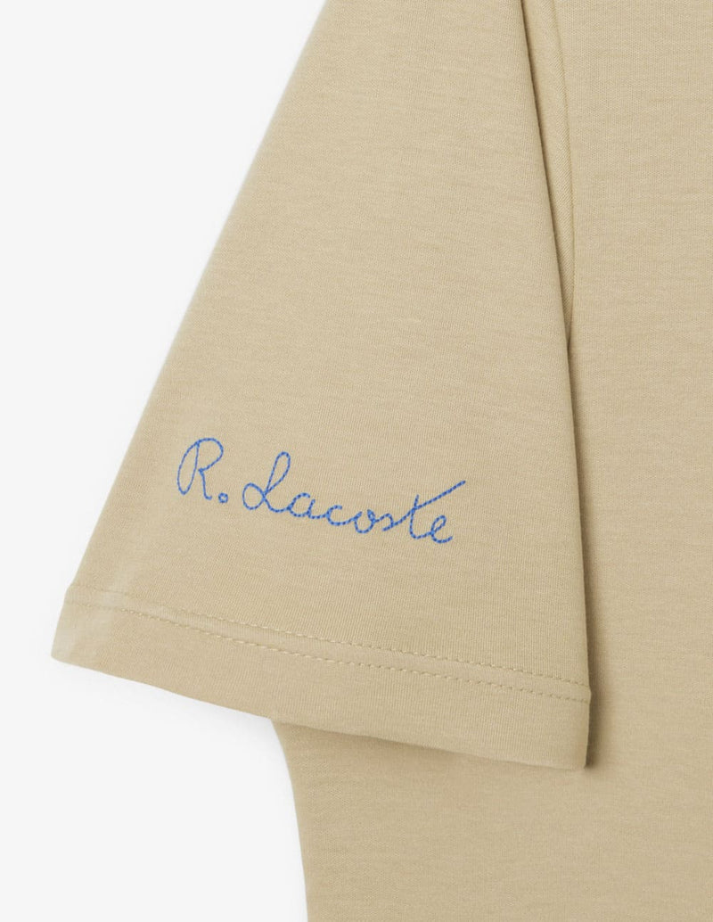 Camiseta Lacoste con Logo Bordado Beige Hombre