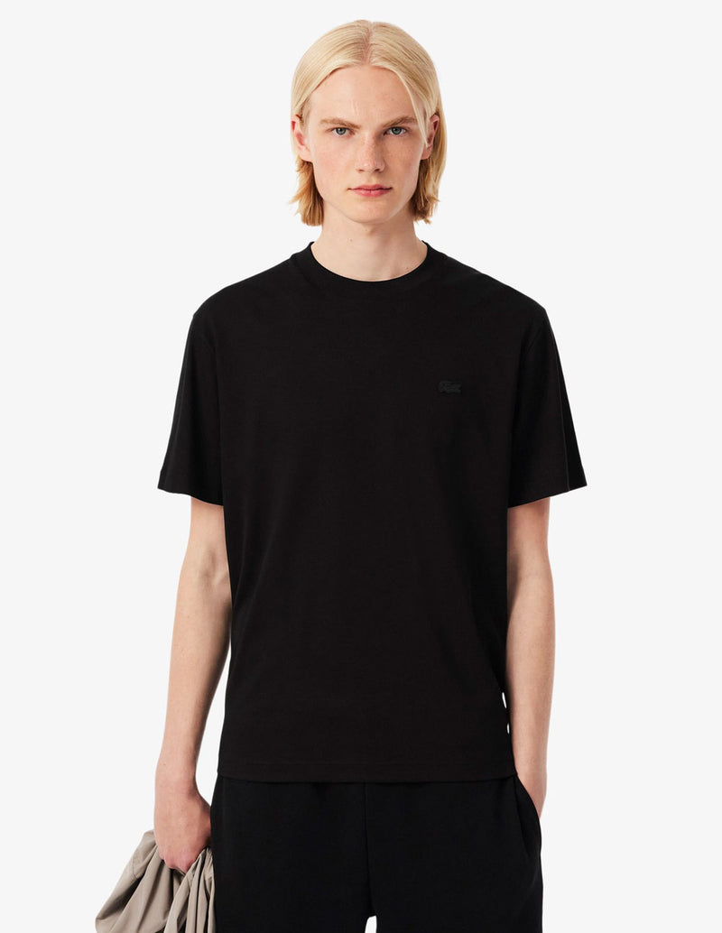 Camiseta Lacoste con Logo Bordado Negra Hombre