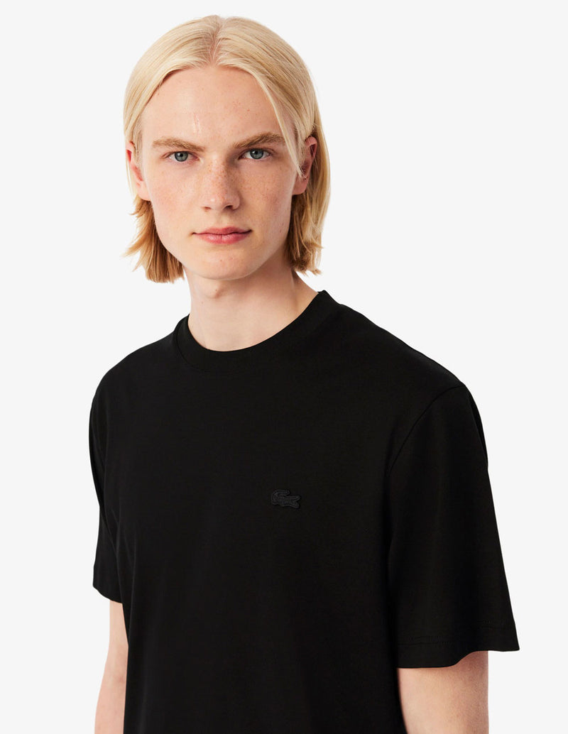 Camiseta Lacoste con Logo Bordado Negra Hombre