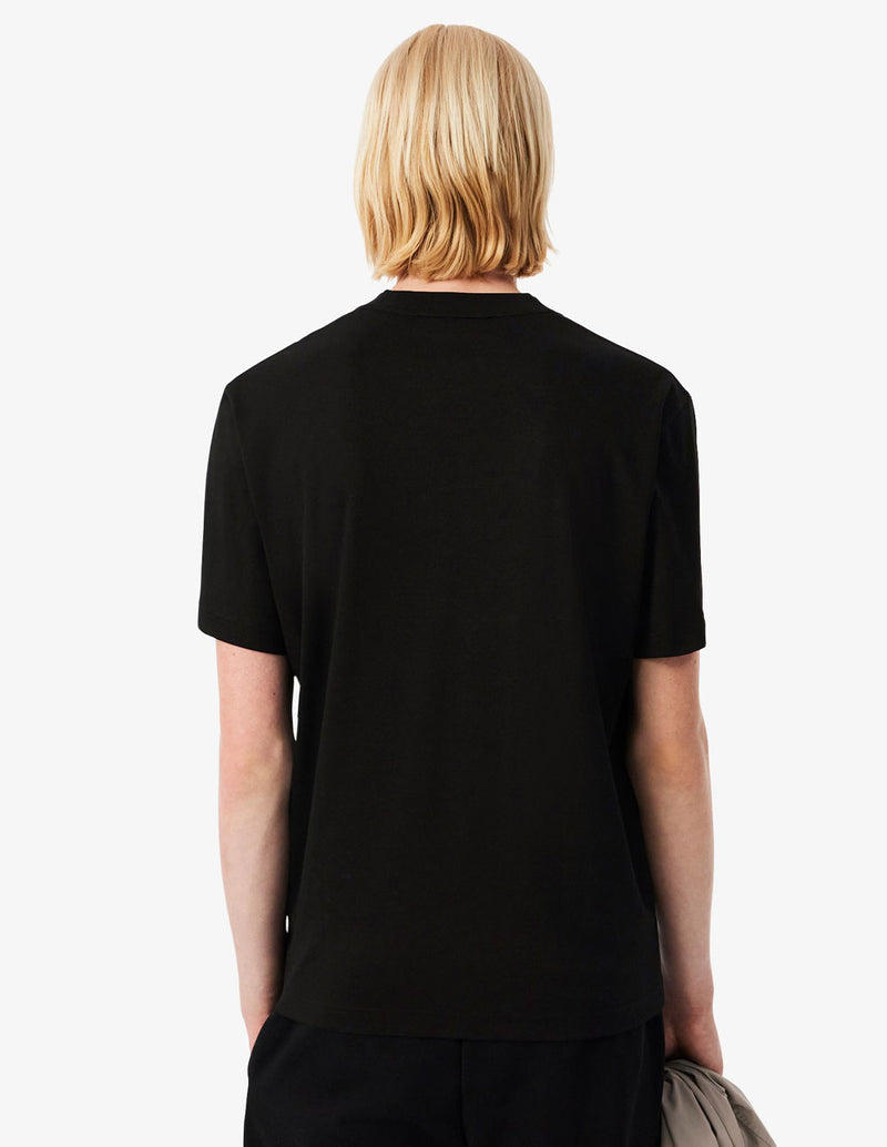 Camiseta Lacoste con Logo Bordado Negra Hombre
