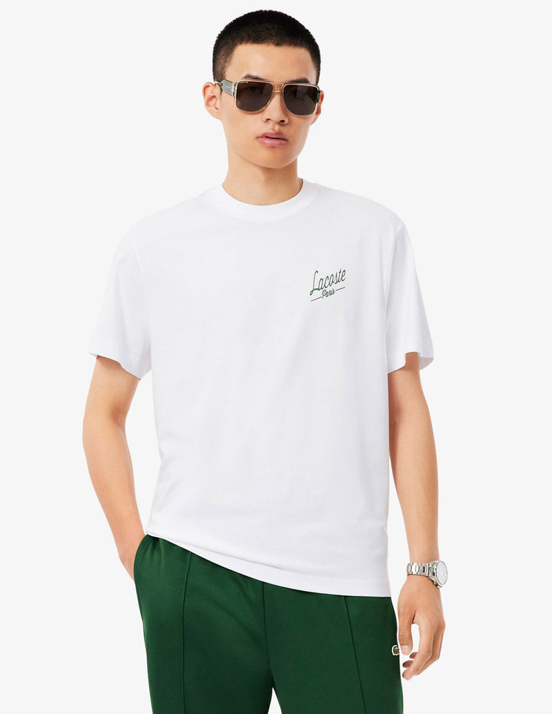 Camiseta Lacoste con Estampado Blanca Hombre