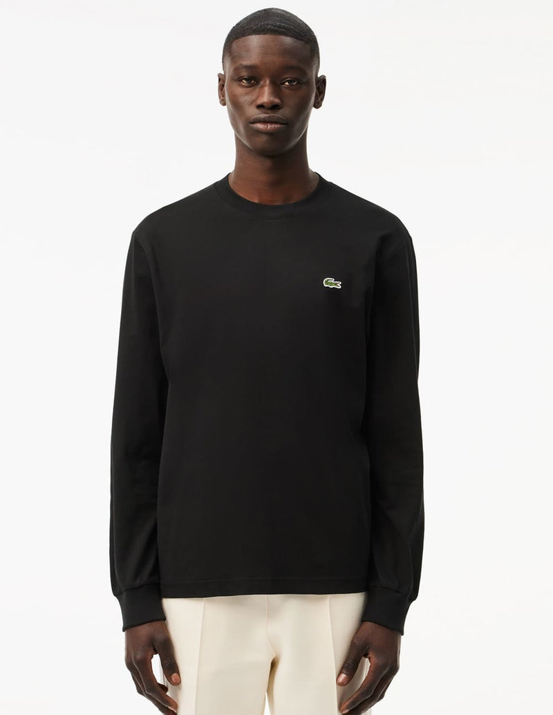 Camiseta Lacoste con Logo de Manga Larga Negra Hombre