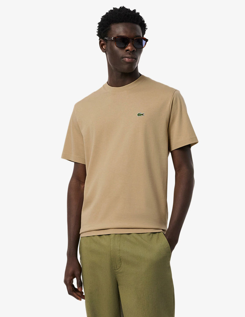 Camiseta Lacoste con Logo Beige Hombre