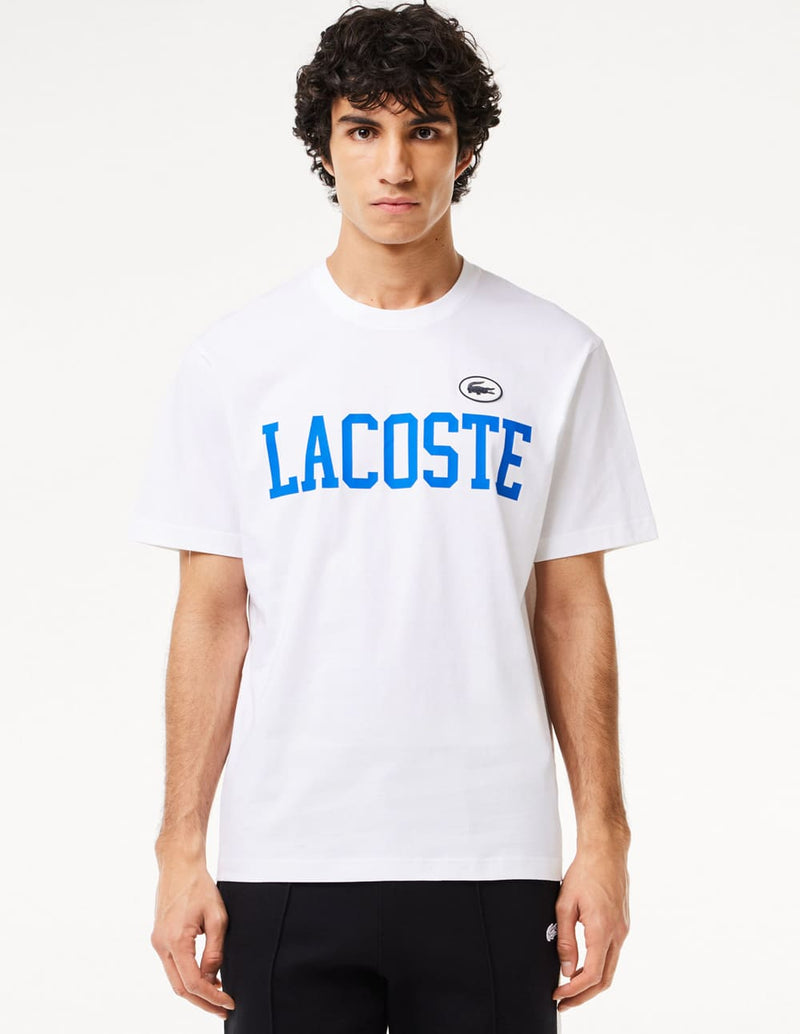 Camiseta Lacoste con Estampado e Insignia Blanca Hombre