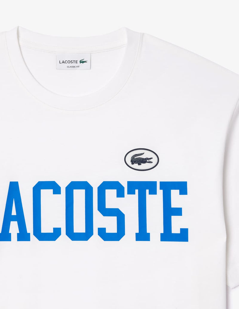 Camiseta Lacoste con Estampado e Insignia Blanca Hombre